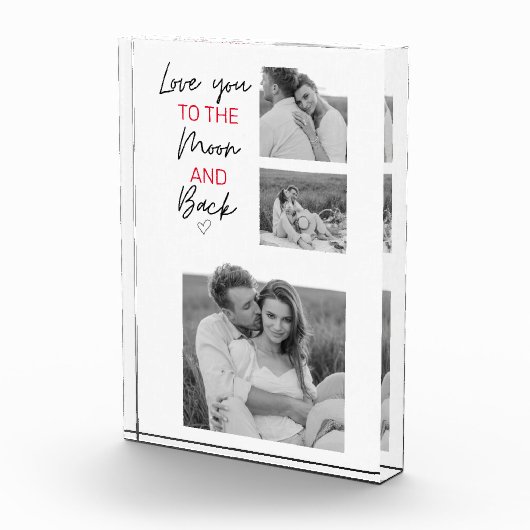 コラージュのカップルの写真とロマンチックな引用文を月に フォトブロック (右)