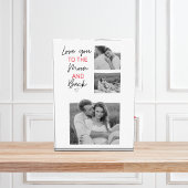 コラージュのカップルの写真とロマンチックな引用文を月に フォトブロック