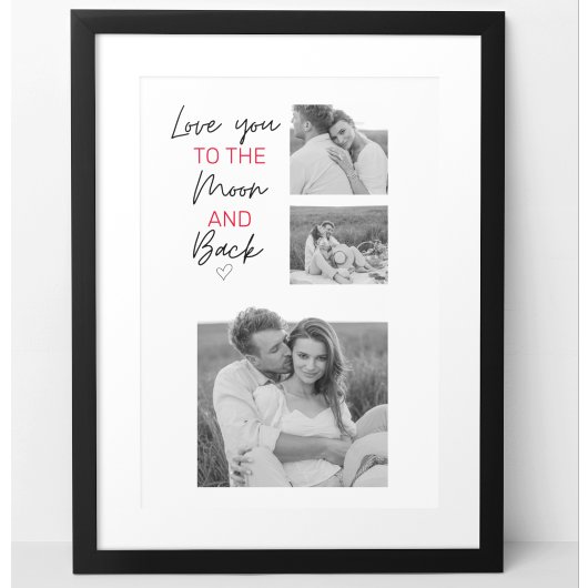 コラージュのカップルの写真とロマンチックな引用文を月に ポスター