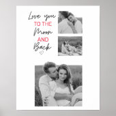 コラージュのカップルの写真とロマンチックな引用文を月に ポスター (正面)