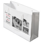 コラージュのカップルの写真とロマンチックな引用文を月に ラージペーパーバッグ (正面アングル)