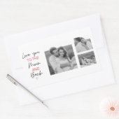 コラージュのカップルの写真とロマンチックな引用文を月に 長方形シール (封筒)