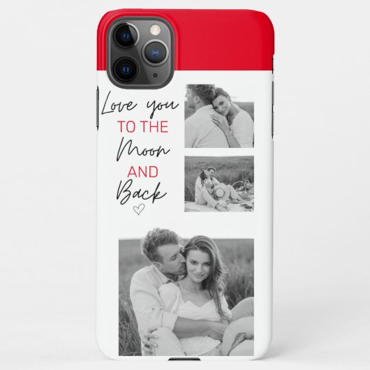 コラージュのカップルの写真とロマンチックな引用文を月に iPhoneケース (裏面)