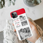 コラージュのカップルの写真とロマンチックな引用文を月に iPhoneケース