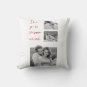 コラージュのカップルの写真とロマンチックな引用文ラブユー クッション (正面)