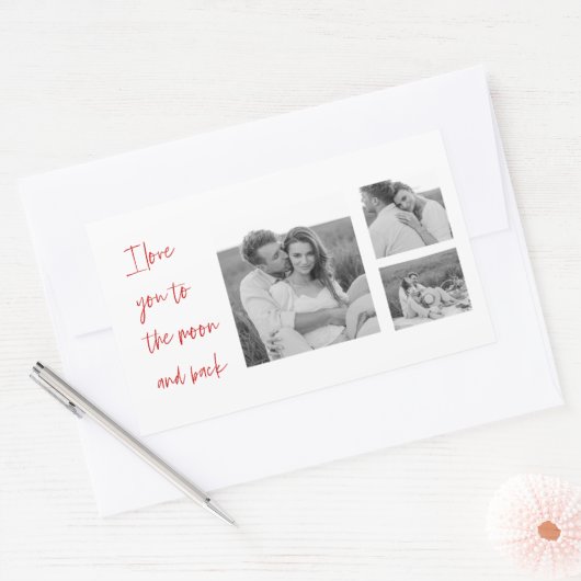 コラージュのカップルの写真とロマンチックな引用文愛You Rec 長方形シール (封筒)