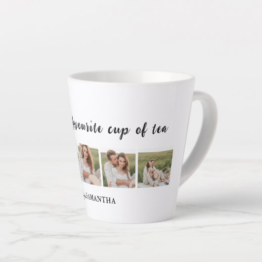 コラージュのカップルの写真と君は私の紅茶引用文 カフェラテマグ (右アングル)