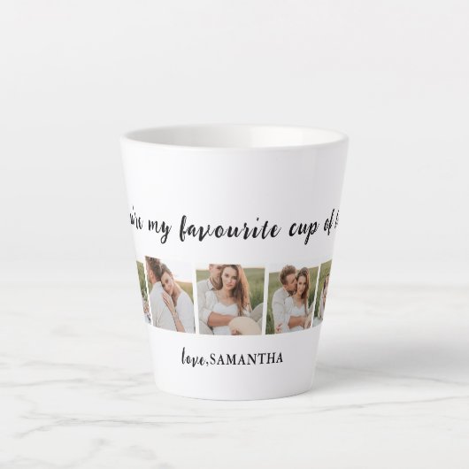 コラージュのカップルの写真と君は私の紅茶引用文 カフェラテマグ (正面)