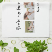 コラージュのカップルの写真と君は私の紅茶引用文 キッチンタオル (折り畳み)