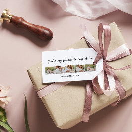 コラージュのカップルの写真と君は私の紅茶引用文 ギフトタグ