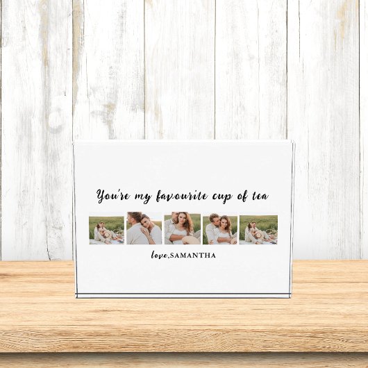 コラージュのカップルの写真と君は私の紅茶引用文 フォトブロック