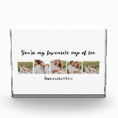 コラージュのカップルの写真と君は私の紅茶引用文 フォトブロック (正面)