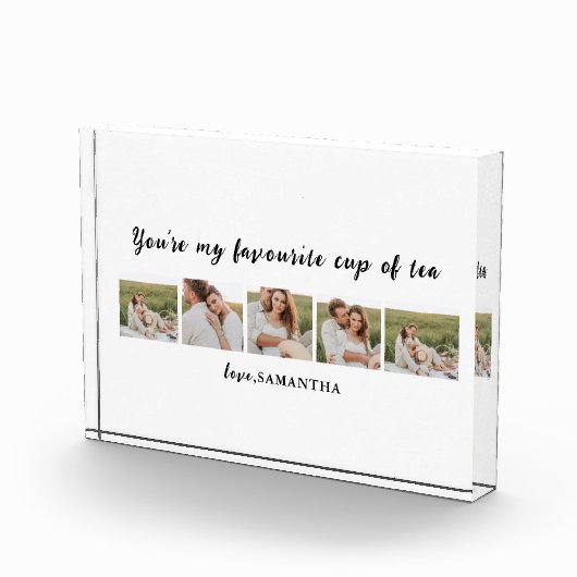 コラージュのカップルの写真と君は私の紅茶引用文 フォトブロック (右)