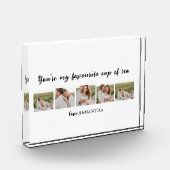 コラージュのカップルの写真と君は私の紅茶引用文 フォトブロック (左)