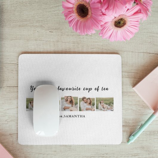 コラージュのカップルの写真と君は私の紅茶引用文 マウスパッド