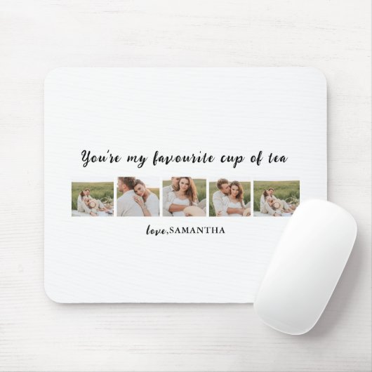 コラージュのカップルの写真と君は私の紅茶引用文 マウスパッド (マウス)