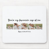 コラージュのカップルの写真と君は私の紅茶引用文 マウスパッド (正面)