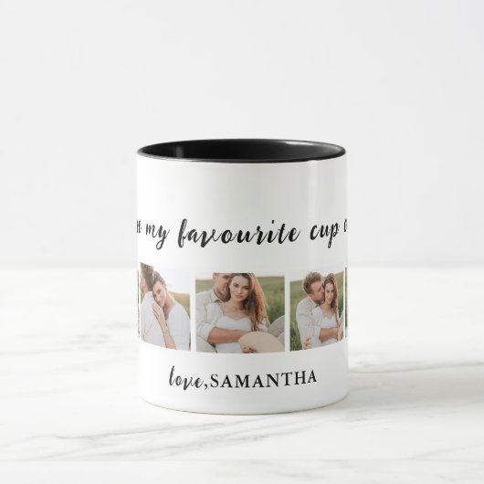 コラージュのカップルの写真と君は私の紅茶引用文 マグカップ (中央)