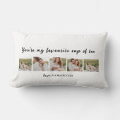 コラージュのカップルの写真と君は私の紅茶引用文 ランバークッション (正面)
