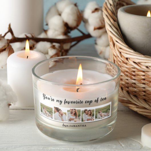 コラージュのカップルの写真と君は私の紅茶引用文 長方形シール