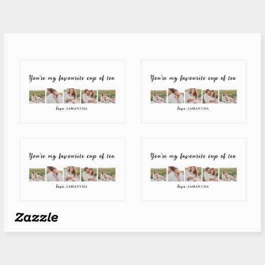 コラージュのカップルの写真と君は私の紅茶引用文 長方形シール (シート)