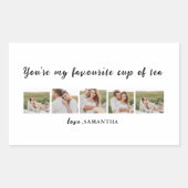 コラージュのカップルの写真と君は私の紅茶引用文 長方形シール (正面)