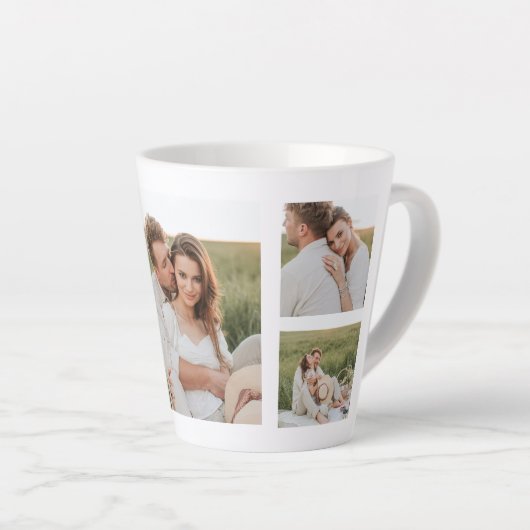 コラージュのカップルの写真&あなたが必要とするすべては愛の引用文 カフェラテマグ (右アングル)