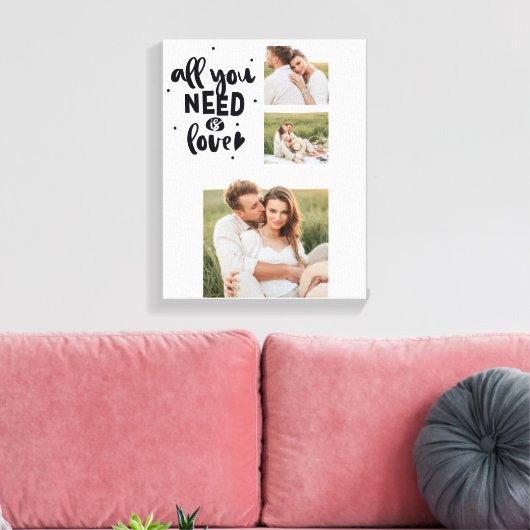 コラージュのカップルの写真&あなたが必要とするすべては愛の引用文 キャンバスプリント (インサイチュ (リビング))