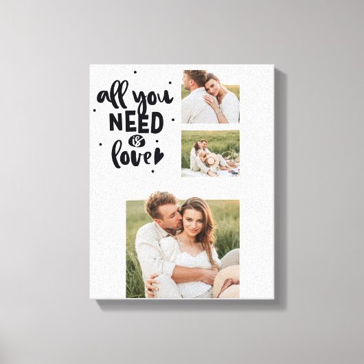 コラージュのカップルの写真&あなたが必要とするすべては愛の引用文 キャンバスプリント (正面)