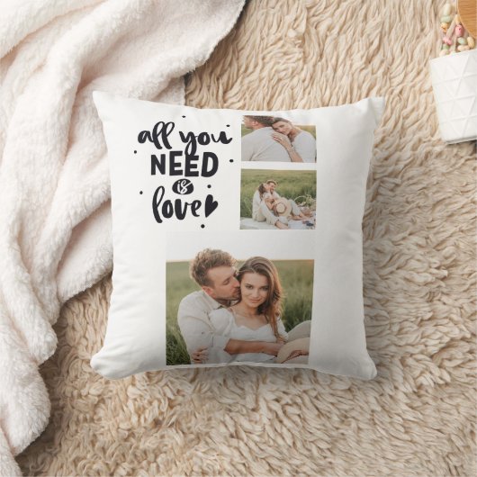 コラージュのカップルの写真&あなたが必要とするすべては愛の引用文 クッション (ブランケット)