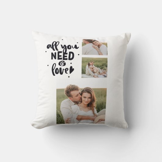 コラージュのカップルの写真&あなたが必要とするすべては愛の引用文 クッション (正面)