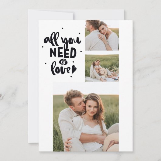 コラージュのカップルの写真&あなたが必要とするすべては愛の引用文 シーズンカード (正面)