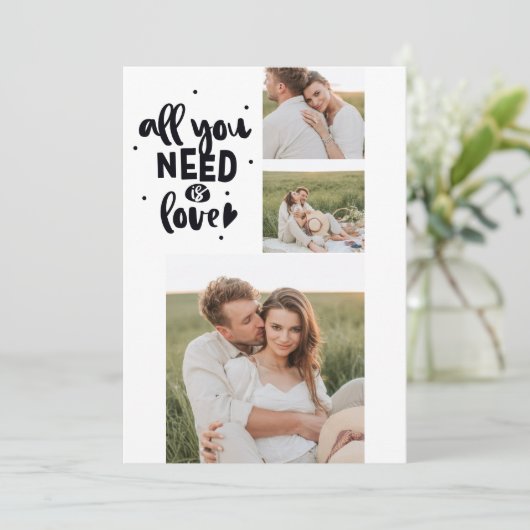 コラージュのカップルの写真&あなたが必要とするすべては愛の引用文 シーズンカード (スタンド正面)