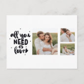 コラージュのカップルの写真&あなたが必要とするすべては愛の引用文 シーズンポストカード (正面)
