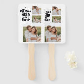 コラージュのカップルの写真&あなたが必要とするすべては愛の引用文 ハンドファン (正面&裏面)