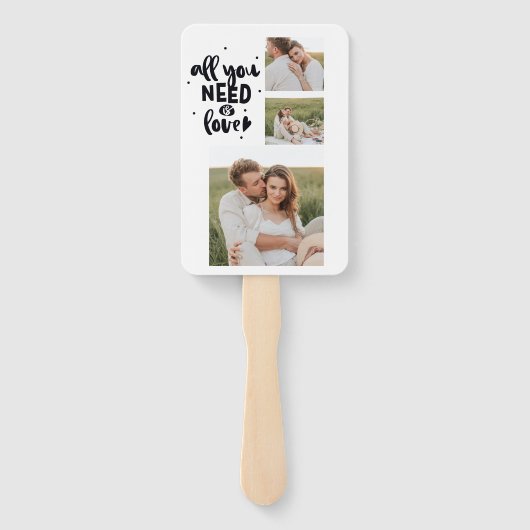 コラージュのカップルの写真&あなたが必要とするすべては愛の引用文 ハンドファン (裏面)