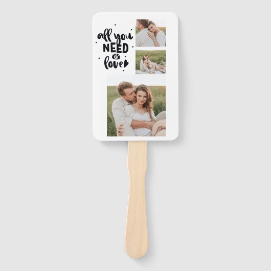 コラージュのカップルの写真&あなたが必要とするすべては愛の引用文 ハンドファン (正面)