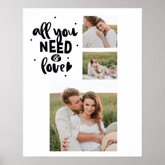 コラージュのカップルの写真&あなたが必要とするすべては愛の引用文 ポスター (正面)