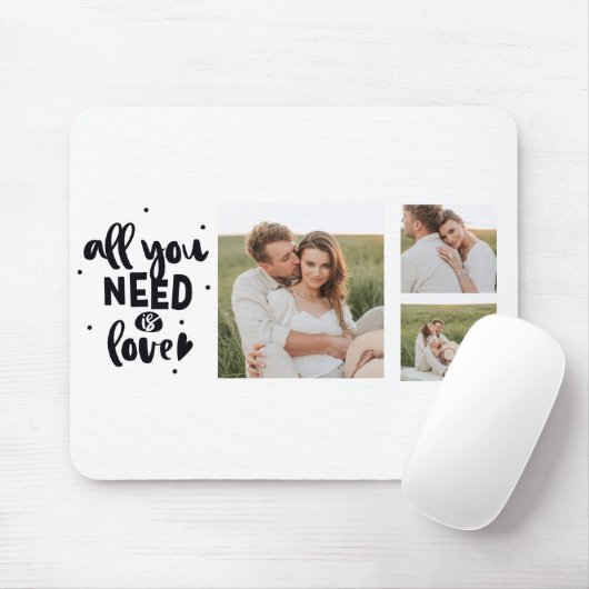 コラージュのカップルの写真&あなたが必要とするすべては愛の引用文 マウスパッド (マウス)