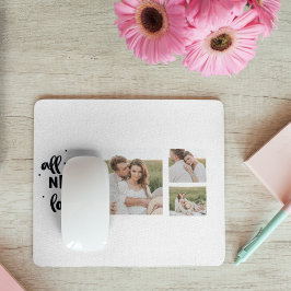 コラージュのカップルの写真&あなたが必要とするすべては愛の引用文 マウスパッド