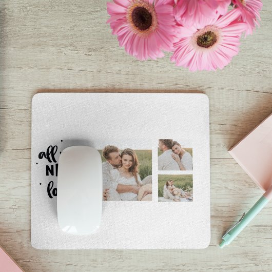 コラージュのカップルの写真&あなたが必要とするすべては愛の引用文 マウスパッド