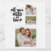 コラージュのカップルの写真&あなたが必要とするすべては愛の引用文 ワインラベル (シングルラベル)