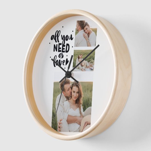コラージュのカップルの写真&あなたが必要とするすべては愛の引用文 壁時計 (傾斜)