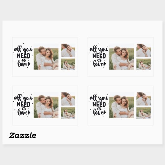 コラージュのカップルの写真&あなたが必要とするすべては愛の引用文 長方形シール (シート)
