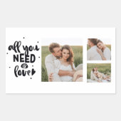 コラージュのカップルの写真&あなたが必要とするすべては愛の引用文 長方形シール (正面)