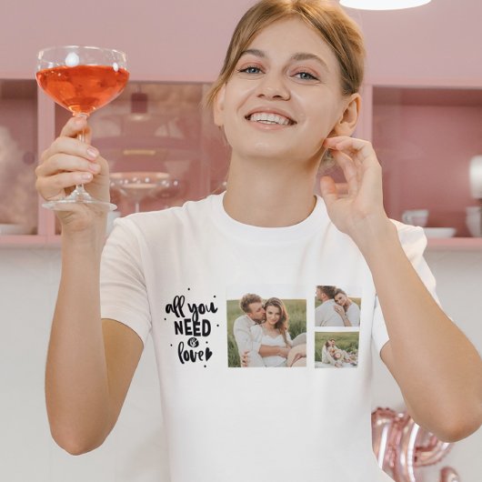 コラージュのカップルの写真&あなたが必要とするすべては愛の引用文 Tシャツ