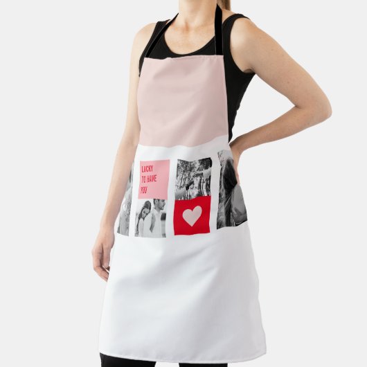 コラージュのカップルの写真 |バレンタイモダンンのプレゼント エプロン (インサイチュ)