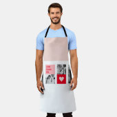 コラージュのカップルの写真 |バレンタイモダンンのプレゼント エプロン (着用した状態)