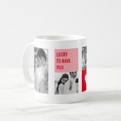 コラージュのカップルの写真 |バレンタイモダンンのプレゼント コーヒーマグカップ (正面左)