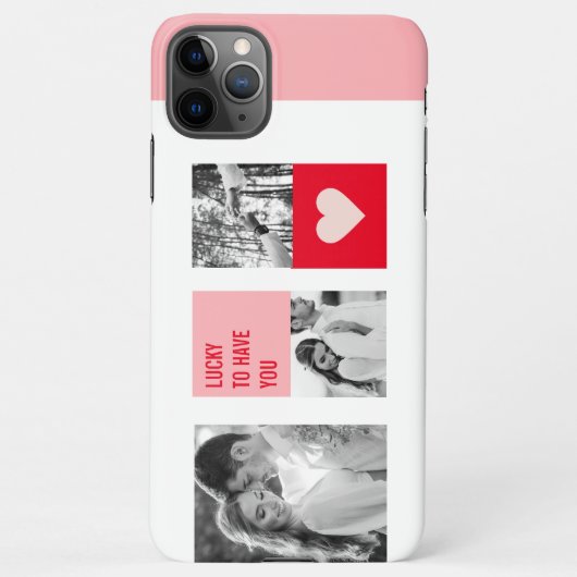 コラージュのカップルの写真 |バレンタイモダンンのプレゼント iPhoneケース (裏面)
